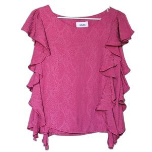 Koch Women's Pink Python Print Flutter Sleeve Scoop Neck Blouse Top Size XS